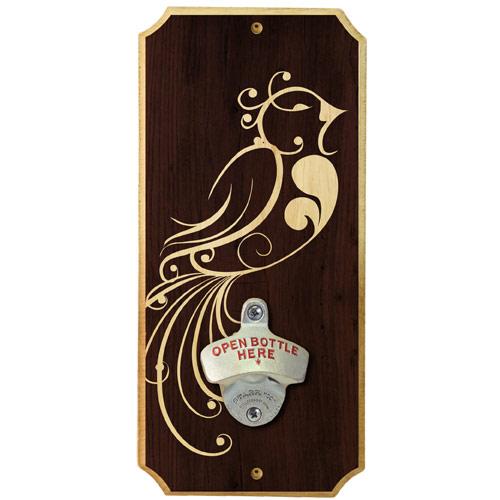Wall Mounted Wood Plaque Bottle Opener - Pretty Bird
