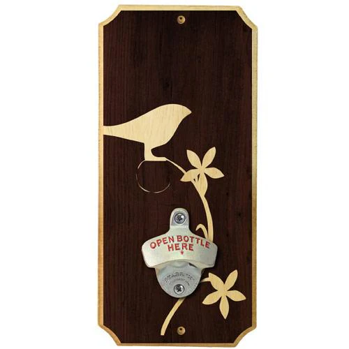 Wall Mounted Wood Plaque Bottle Opener - Simple Bird