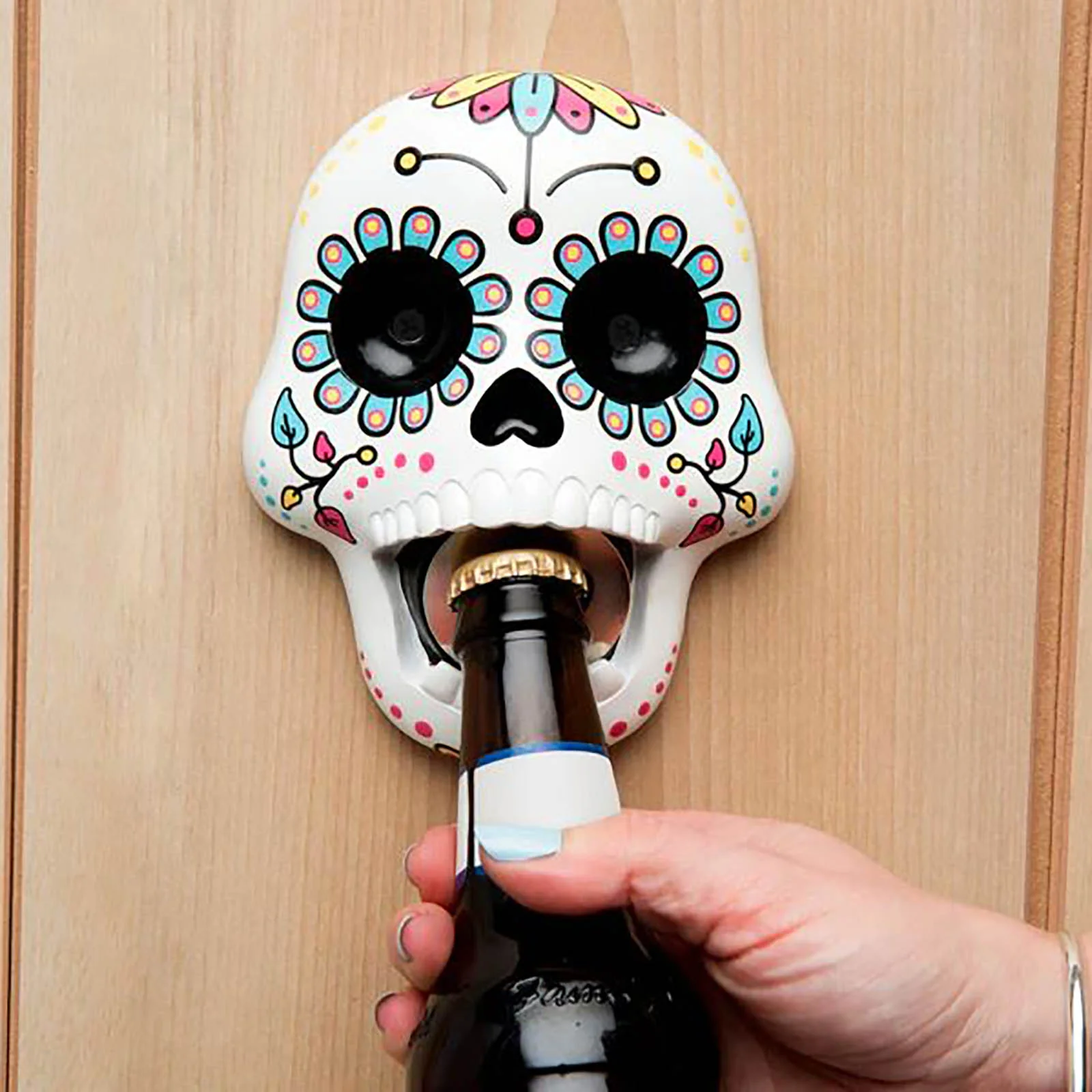 Wallmount Skull Bottle Opener - Sugar Skull - Image 3