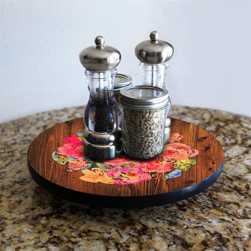 WATERCOLOR FLOWERS Lazy Susan - 3 Different Sizes - For Kitchen Table Top - Handcrafted in USA - Image 6