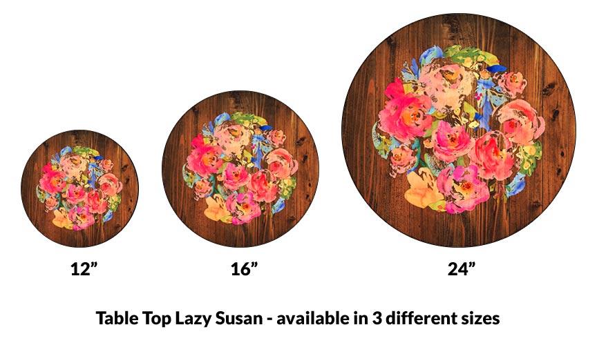 WATERCOLOR FLOWERS Lazy Susan - 3 Different Sizes - For Kitchen Table Top - Handcrafted in USA - Image 7