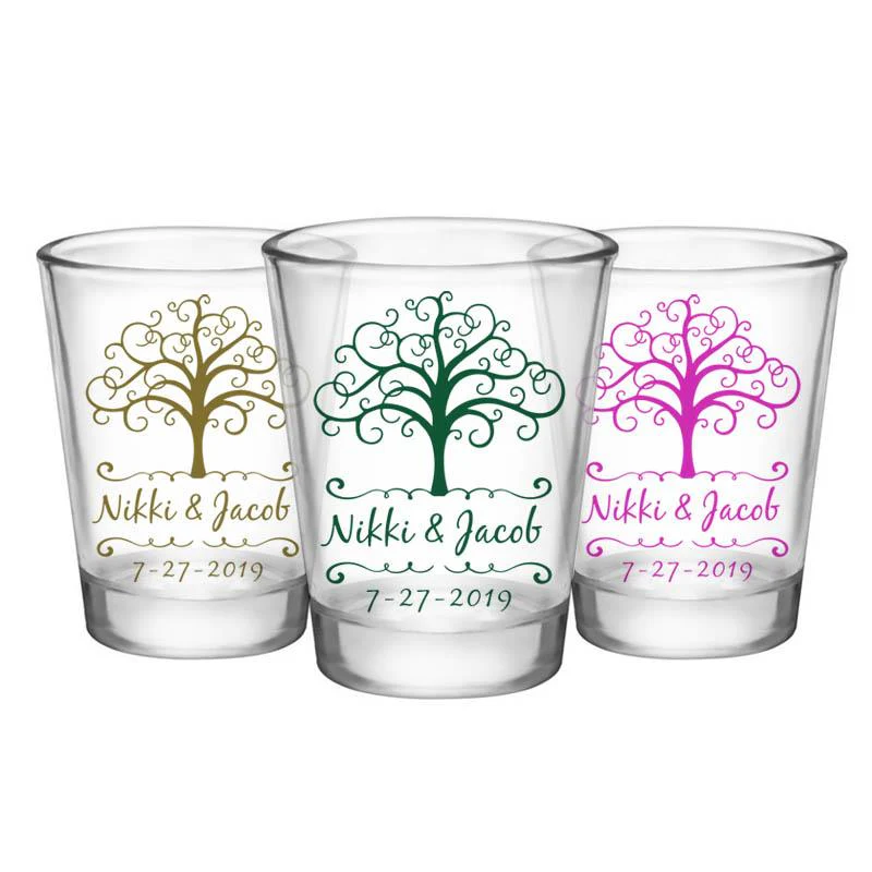 Wedding Shot Glass - Tree Of Life - CUSTOMIZABLE - 1.75oz Clear