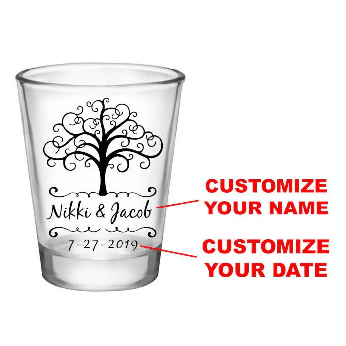 Wedding Shot Glass - Tree Of Life - CUSTOMIZABLE - 1.75oz Clear - Image 2