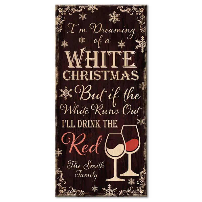 WHITE CHRISTMAS - CUSTOMIZABLE Large Wooden Bar Sign - 11 3/4" x 23 3/4" - Image 4