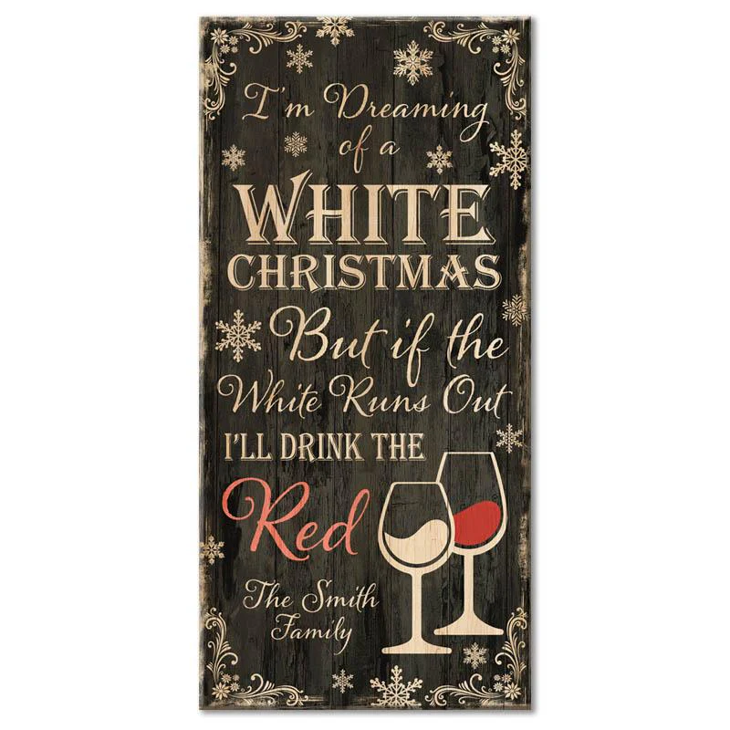 WHITE CHRISTMAS - CUSTOMIZABLE Large Wooden Bar Sign - 11 3/4" x 23 3/4" - Image 5