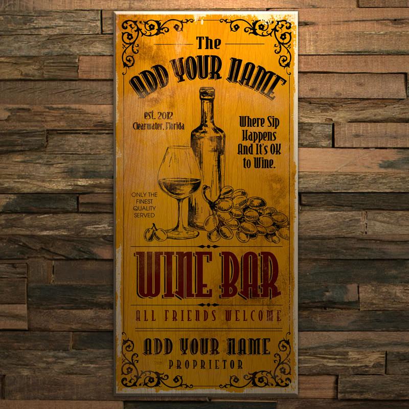 Wine Bar - CUSTOMIZABLE Large Vintage Wooden Bar Sign - 11 3/4" x 23 3/4" - Image 3