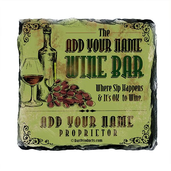 Wine Bar Themed CUSTOMIZABLE Rock Slate Coaster - Image 5