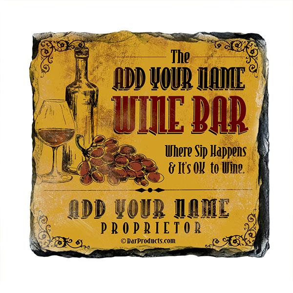 Wine Bar Themed CUSTOMIZABLE Rock Slate Coaster - Image 7