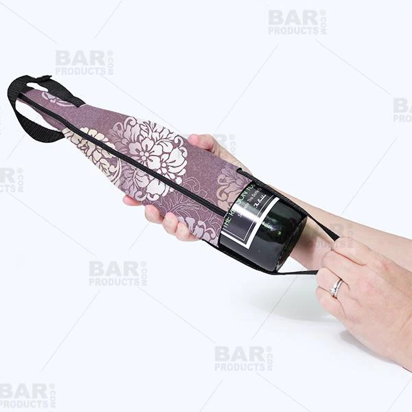 Wine Bottle Cooler with Strap - Elegant Floral - ADD YOUR NAME - Image 3