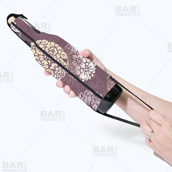 Wine Bottle Cooler with Strap - Elegant Floral - ADD YOUR NAME - Image 4