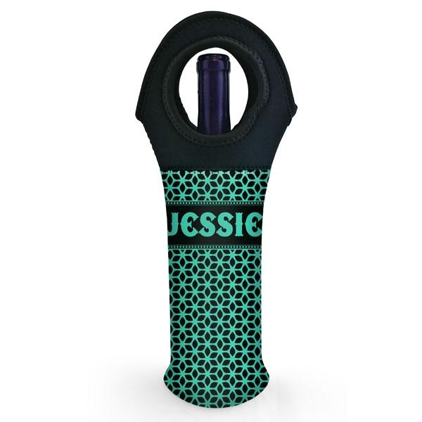 Wine Bottle Tote w/ Black Handle - Floral Pattern (Color Options) - CUSTOMIZABLE - Image 4