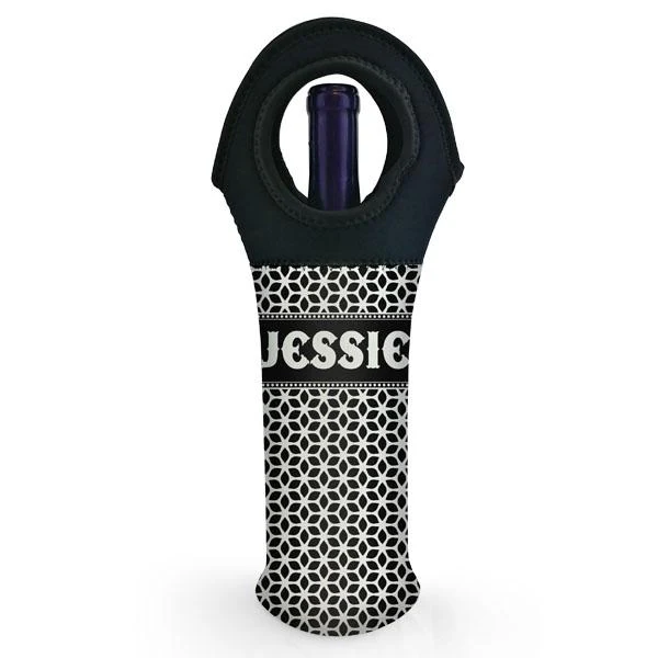 Wine Bottle Tote w/ Black Handle - Floral Pattern (Color Options) - CUSTOMIZABLE - Image 5
