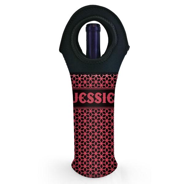 Wine Bottle Tote w/ Black Handle - Floral Pattern (Color Options) - CUSTOMIZABLE - Image 6