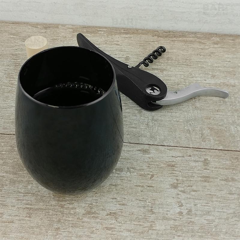 Stemless Wine Glass - Plastic - Black - 12 Oz - Pack of 6 - Image 2