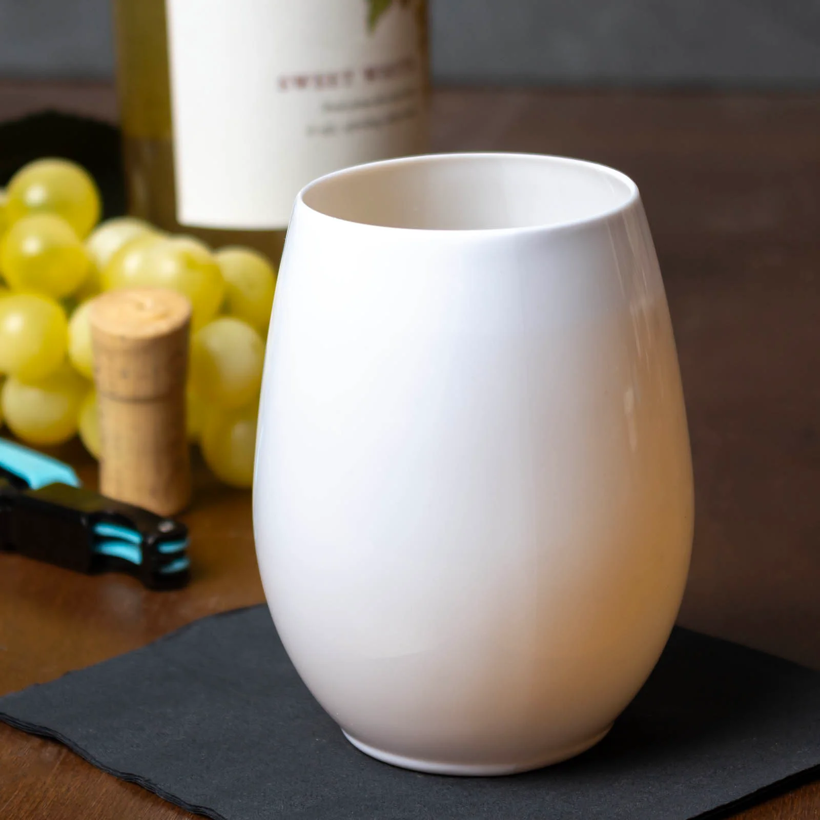 Stemless - Wine Glass - 12 Oz - White - Pack of 6 - Image 2