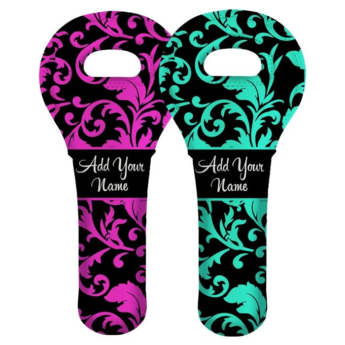Wine Totes - Floral Pattern - ADD YOUR NAME