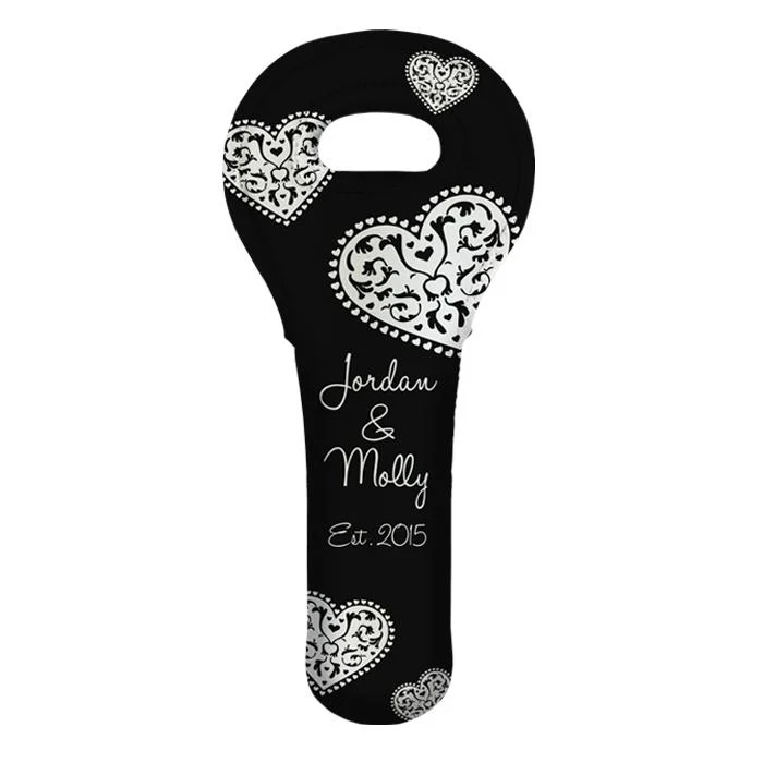 Wine Totes - Heart Pattern - ADD YOUR NAME - Image 3