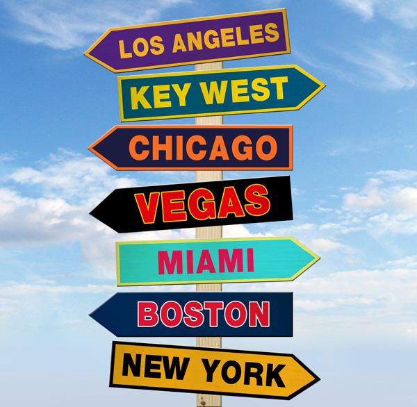 Wood Arrow Sign - US City