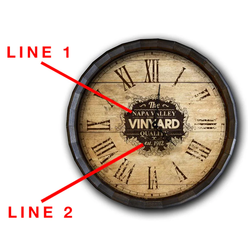 Wood Barrel Top Clock - Large Vineyard Roman Numeral - Image 2