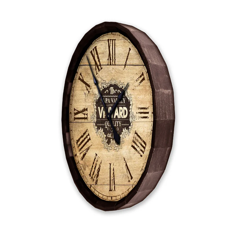 Wood Barrel Top Clock - Large Vineyard Roman Numeral - Image 4