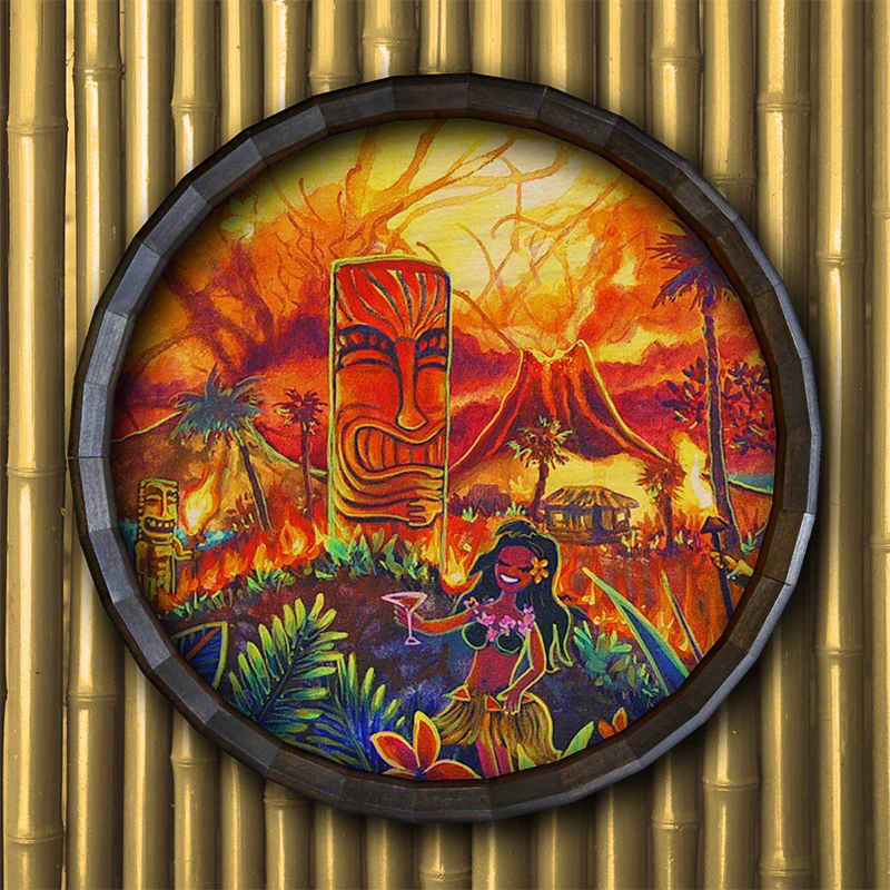Wood Barrel Top Sign/Clock - Lucky Tiki - Image 4