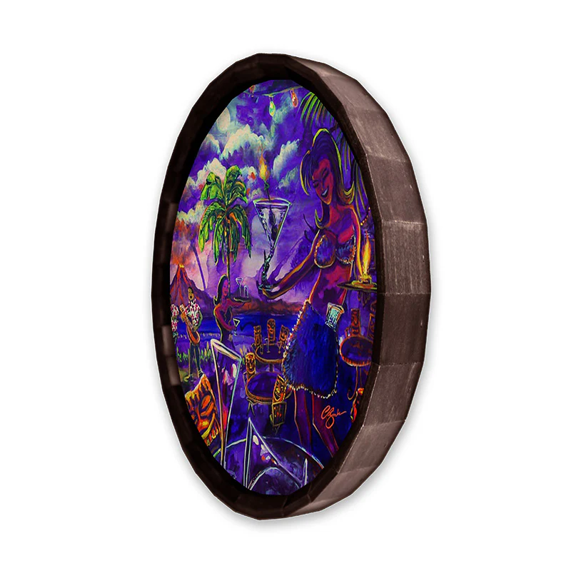 Wood Barrel Top Sign/Clock -Tiki Drink - Image 5