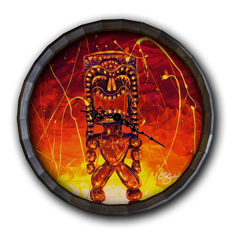 Wood Barrel Top Sign/Clock - Tiki Hot Lava - Image 2