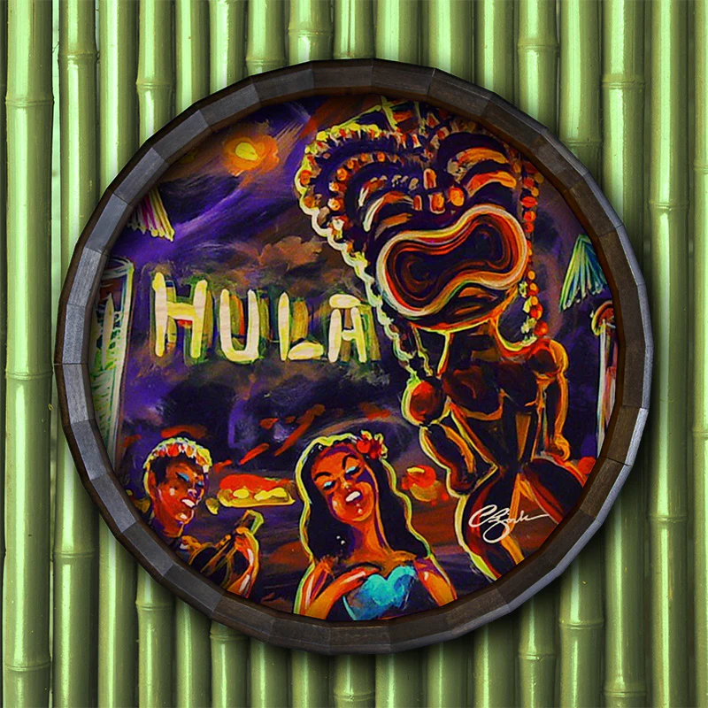 Wood Barrel Top Sign/Clock - Vintage Hula Bar - Image 5