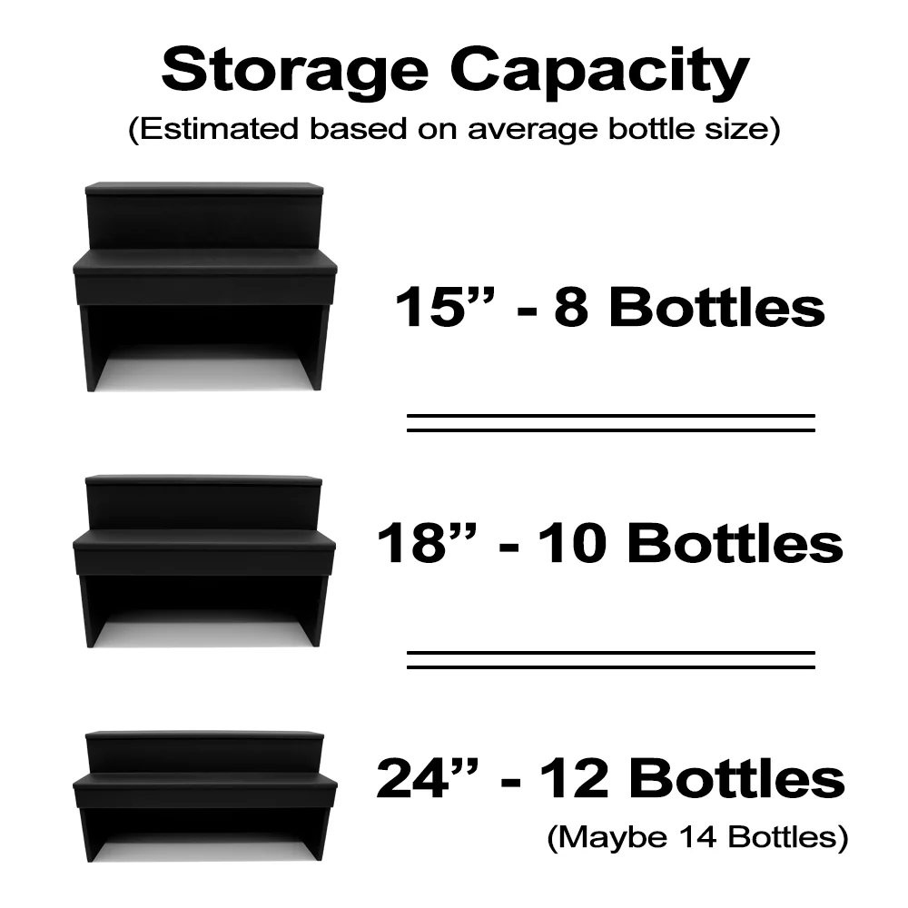 Wood Under Storage Liquor Shelves - 2 Tier - Black (Multiple Sizes Available!) - Image 10