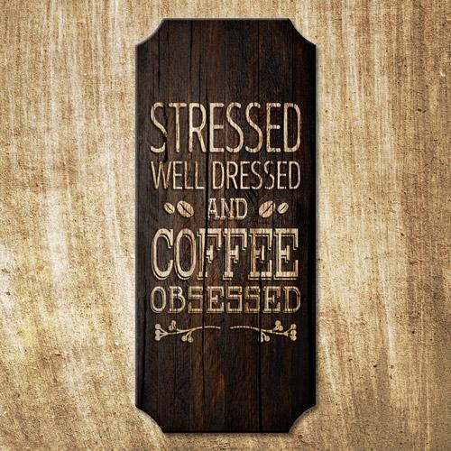 Wood Plaque Kolorcoat™ Sign - Coffee Obsessed - Image 2