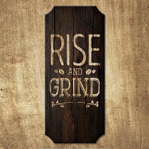 Wood Plaque Kolorcoat™ Sign - Rise and Grind - Image 2