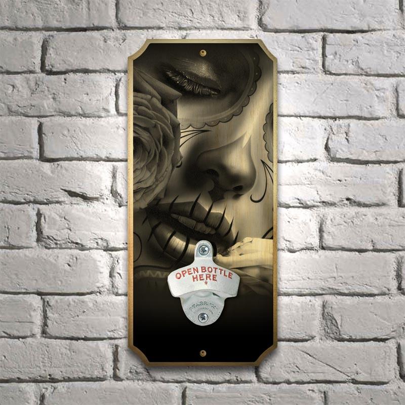 Wood Plaque Wall Mounted Bottle Opener - Amor Eterno - Image 2
