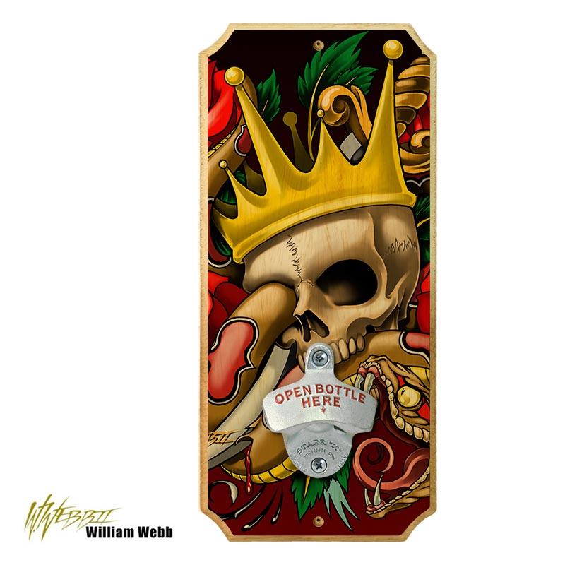 Wood Plaque Wall Mounted Bottle Opener - The King Tattoo