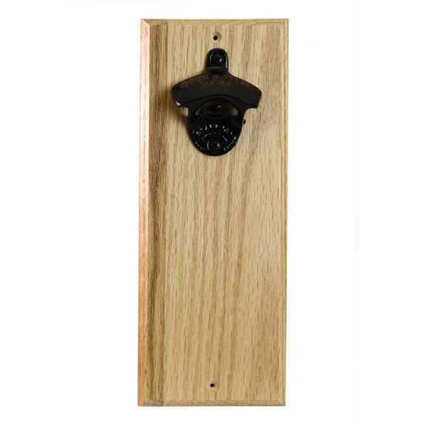 Wood Wall Plaque Bottle Opener with Magnetic Cap Catcher - Image 3