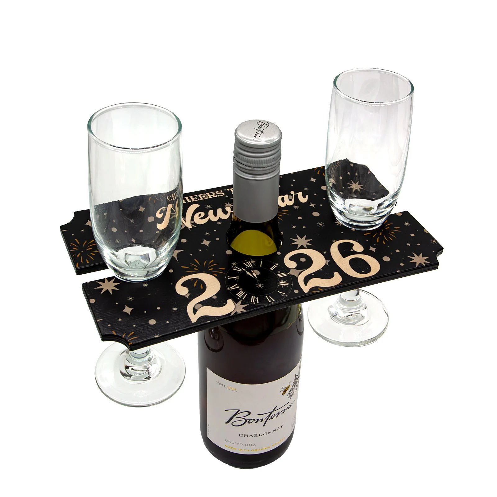 Wood Wine Glass Caddy - Cheers To The New Year, 2026 - Image 2