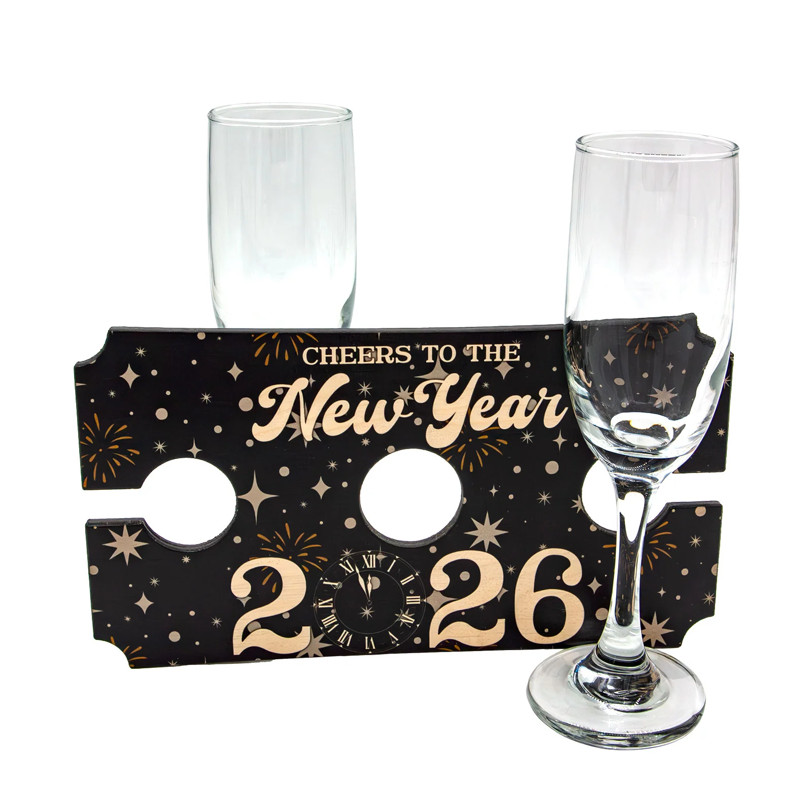 Wood Wine Glass Caddy - Cheers To The New Year, 2026 - Image 3