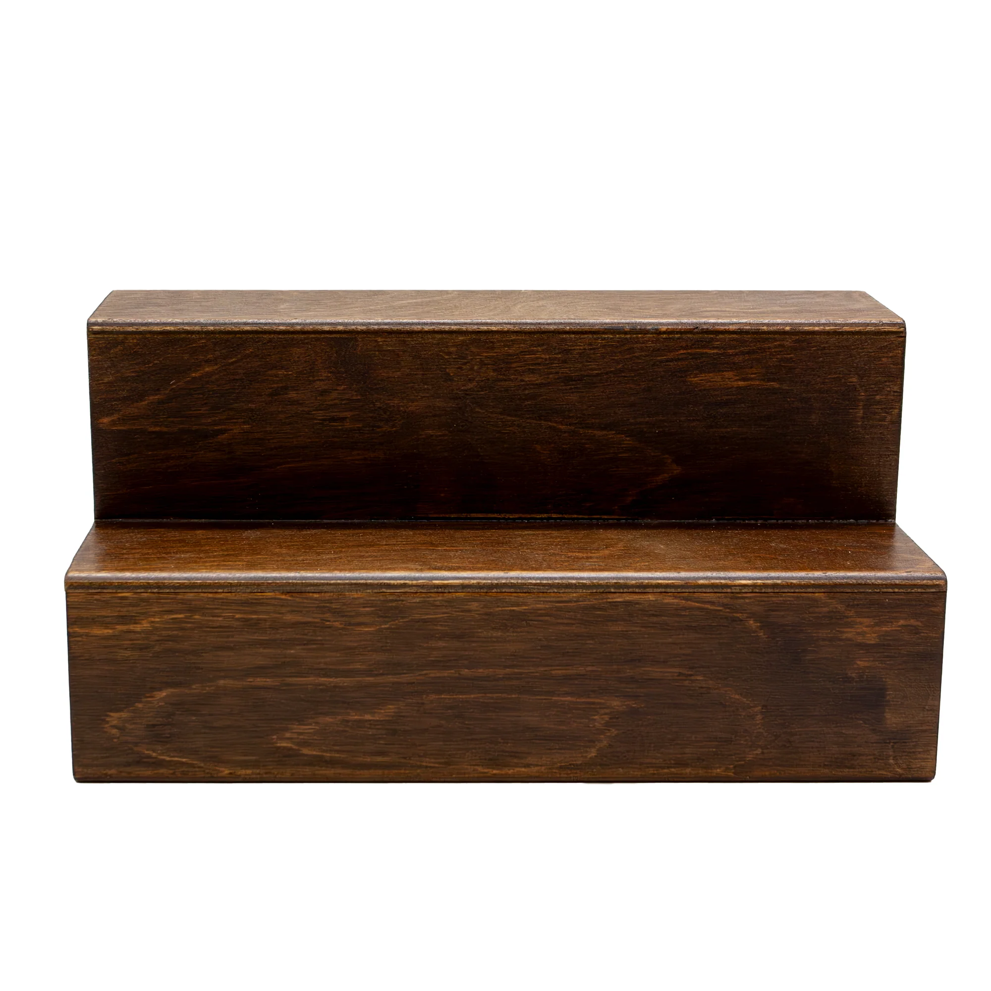 Wooden 2 Tier Shelf with Pull Out Storage for Space Saving - Dark Walnut Stain - 12 and 16 Inch - Handcrafted in the USA - Image 5