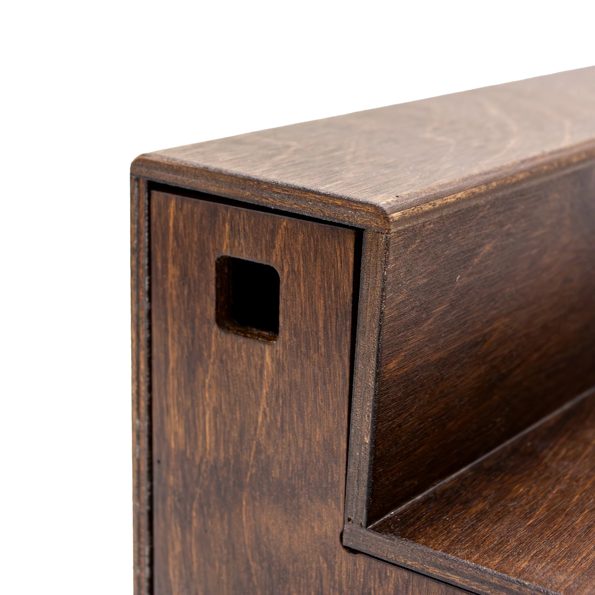 Wooden 2 Tier Shelf with Pull Out Storage for Space Saving - Dark Walnut Stain - 12 and 16 Inch - Handcrafted in the USA - Image 6