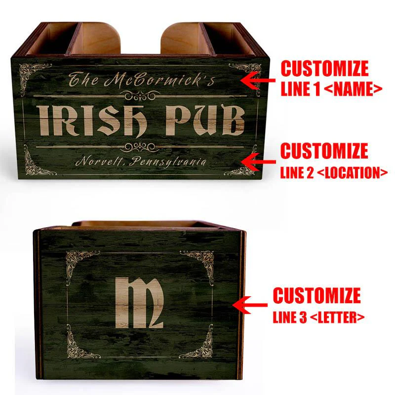 Wooden Bar Caddy - Irish Pub - Customizable - Image 3