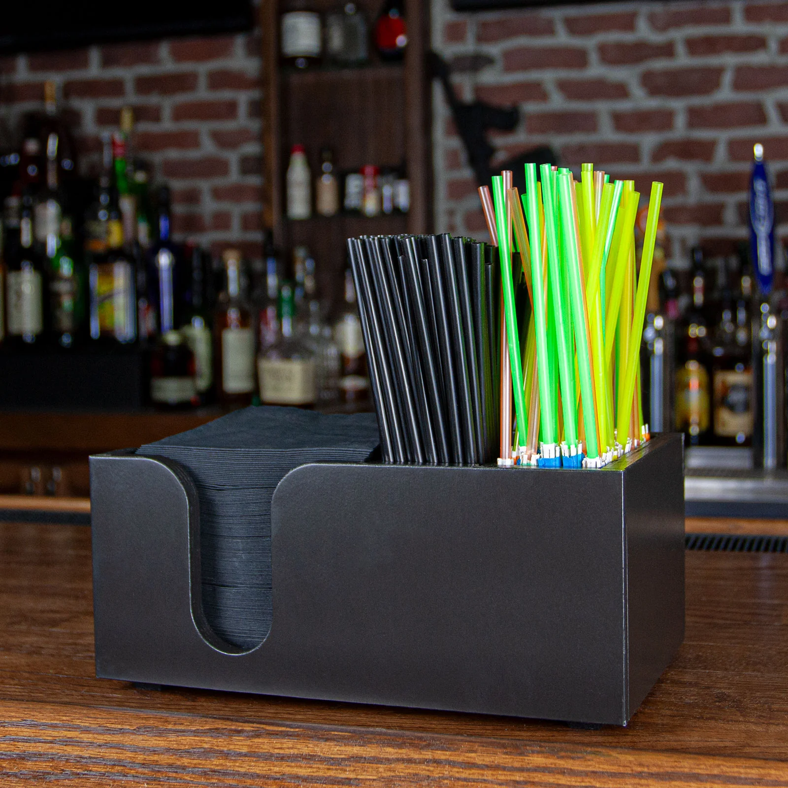 Wooden Bar Top Napkin Caddy - Black Stain Finish - Image 2