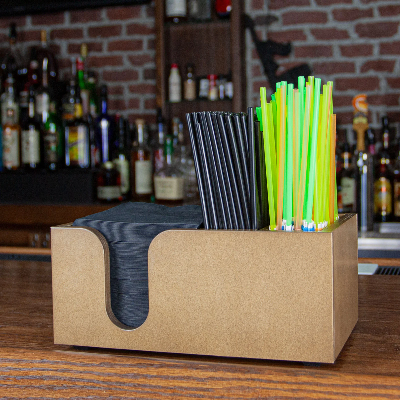 Wooden Bar Top Napkin Caddy - Stain Finish - Image 2