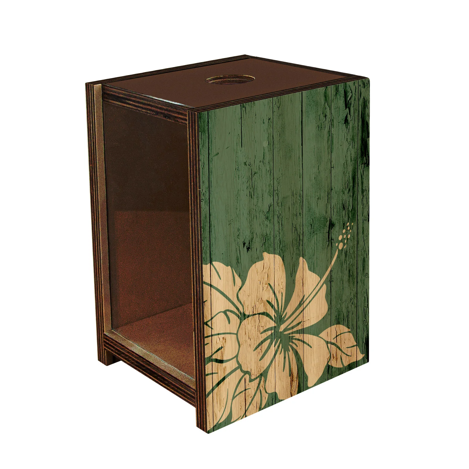 Wooden Bottle Cap Holder Box with Metal Bottle Opener - Walnut Stain - Custom Tiki Bar Design - Image 4