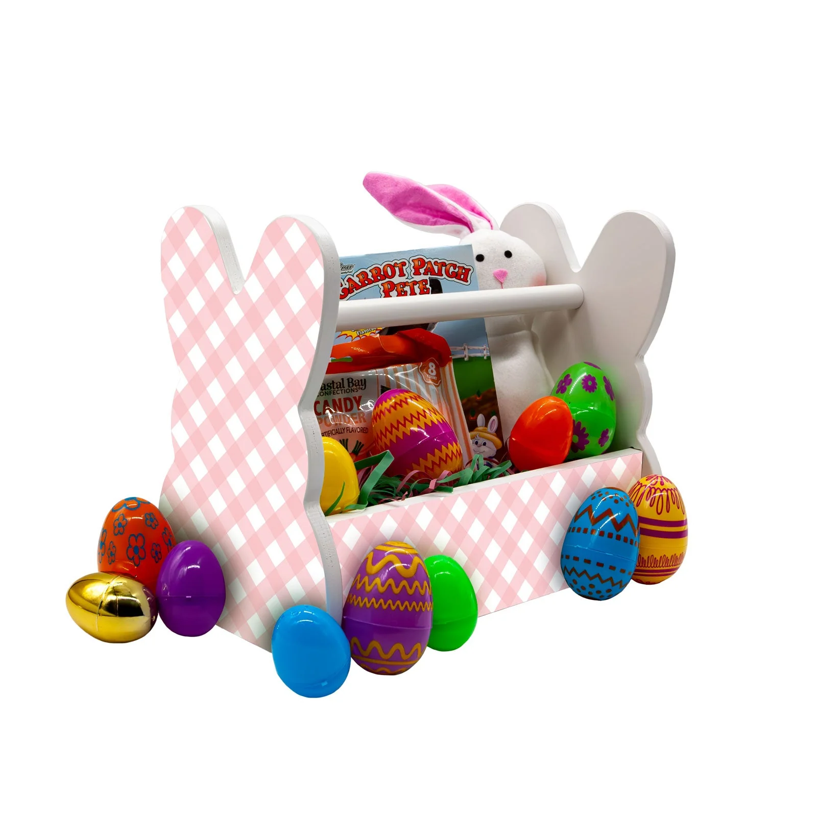 Wooden Bunny Basket - Plaid Pattern - Image 4