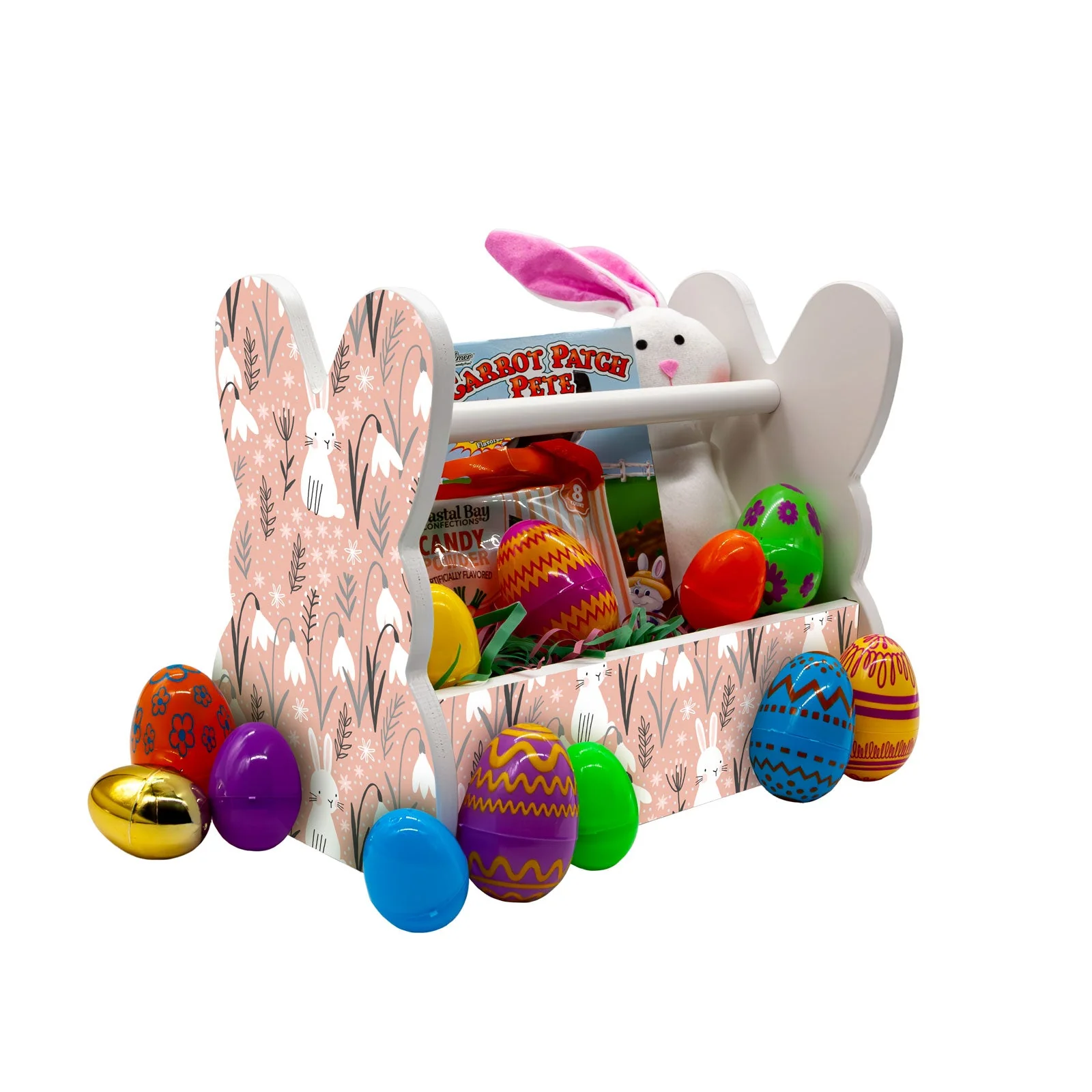 Wooden Bunny Basket - Floral Pattern - Image 4