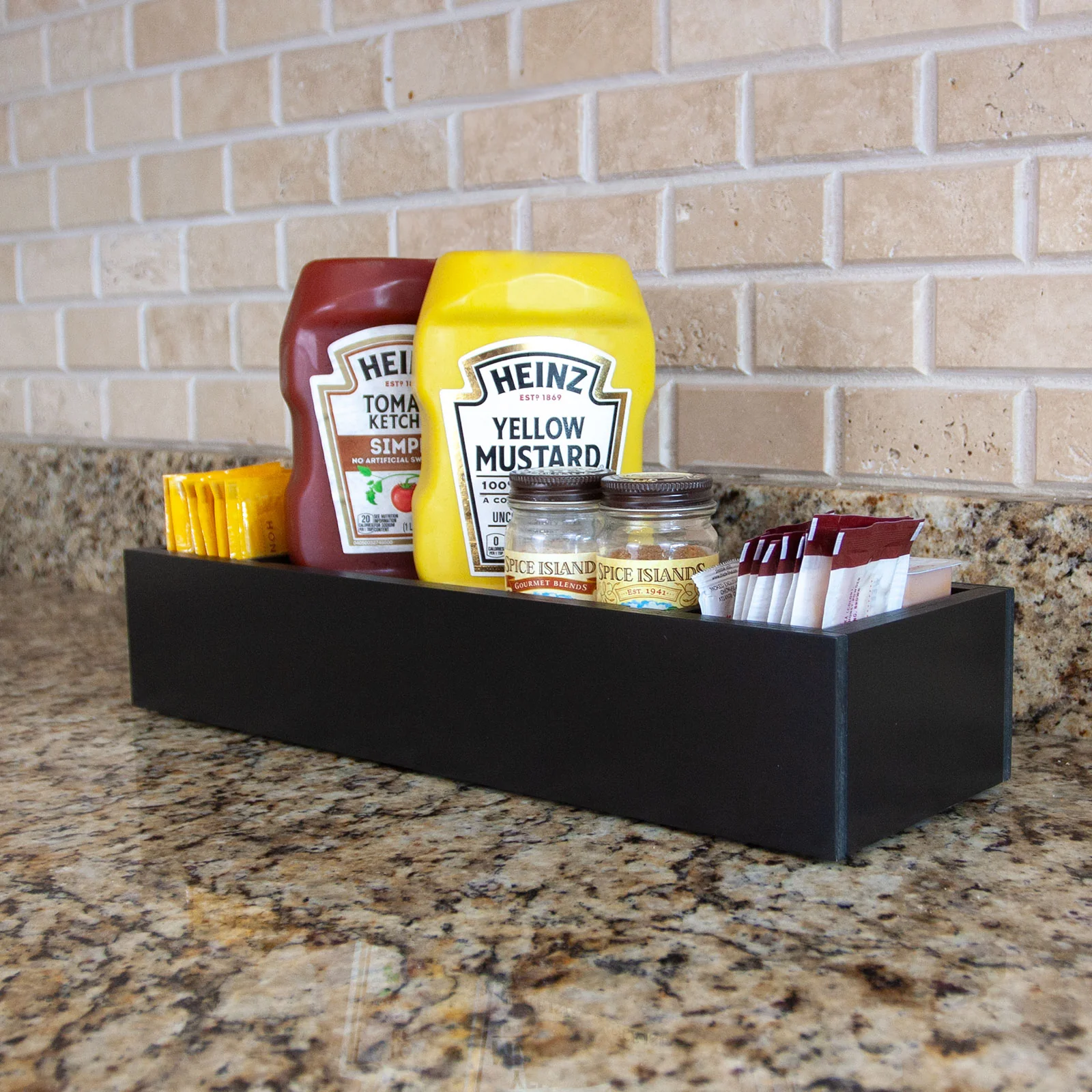 Wooden Condiment Caddy - Black Stain - Image 2