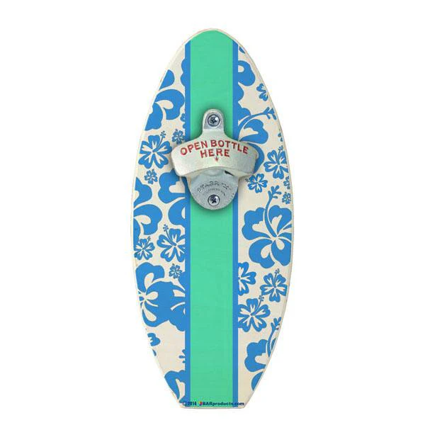 Wooden Surfboard Wall Bottle Opener - Hawaiian Flowers - Image 6