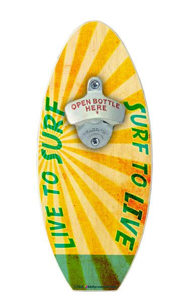 Wooden Surfboard Wall Mounted Bottle Opener - Live to Surf
