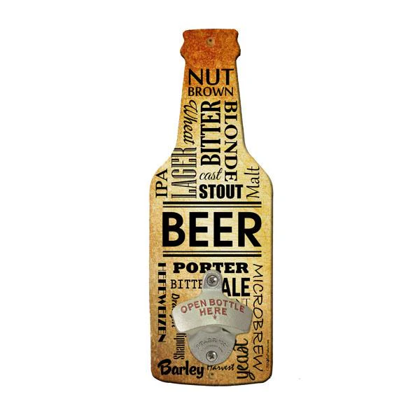 Word Collage- Beer Shaped Wall Bottle Opener