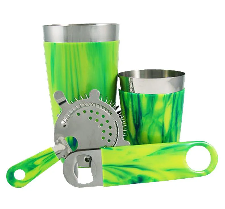 Yellow/Blue Vinylworks Bar Set - 4 Pieces