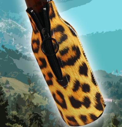 Zipper Style Bottle Cooler - Leopard